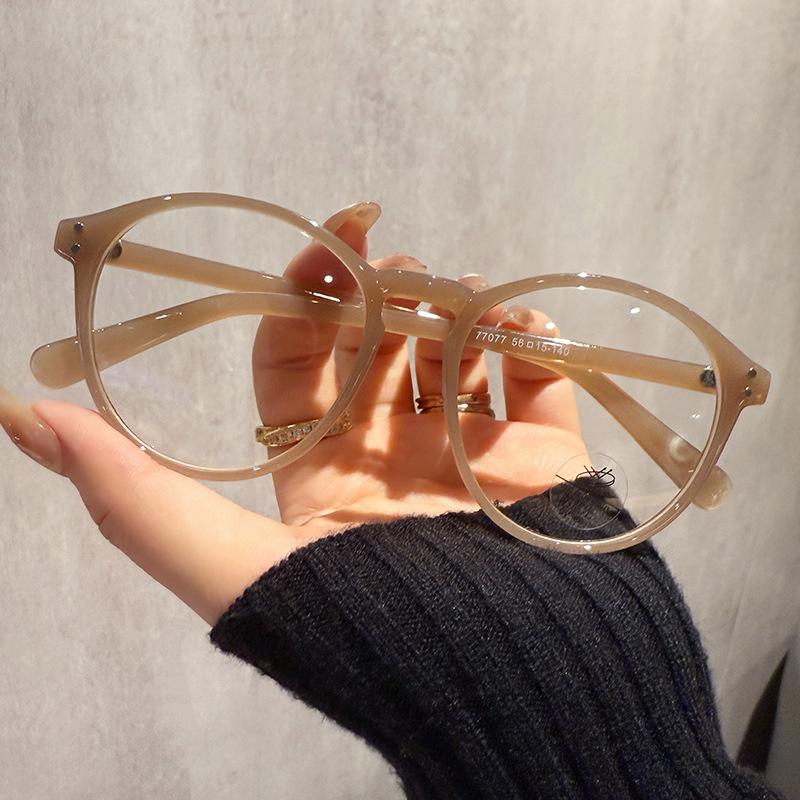 Anti-blue glasses frame men's and women's retro myopia glasses student fashion glasses hair flat glasses