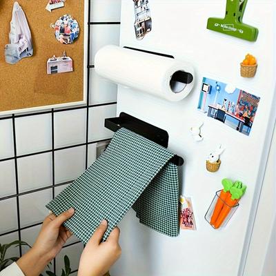 1ks Magnetický držák na papírové utěrky, Nástěnný organizér na roli bez vrtání, Organizér na utěrky, Kuchyňské doplňky, Koupelnové doplňky