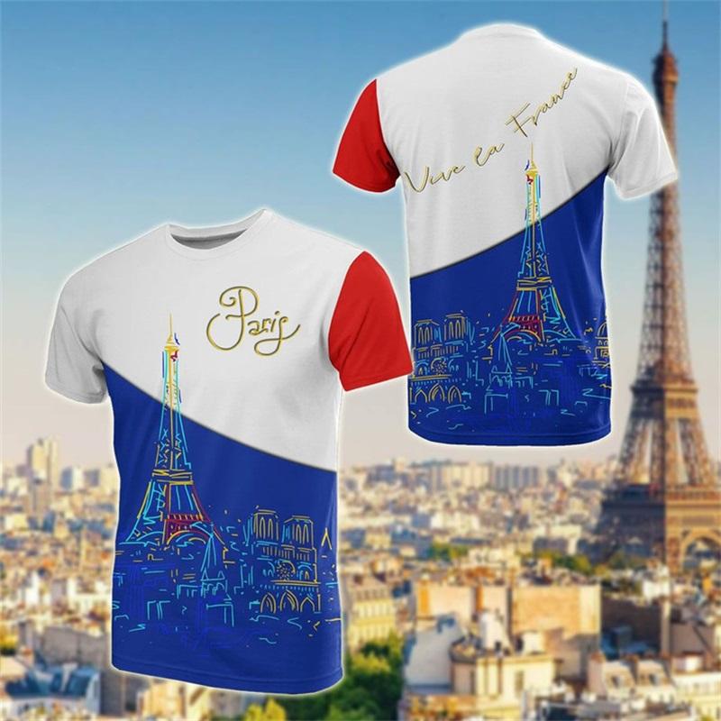 2024 France Paris Eiffel Tower Graphic T Shirt For Men Summer Short Sleeve Oversized Tee Shirts Mens T Shirts Tops Streetwear