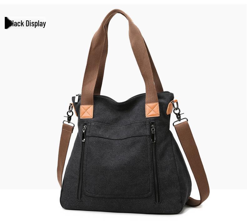 

Универсальная повседневная сумка-тоут большой вместимости чёрный