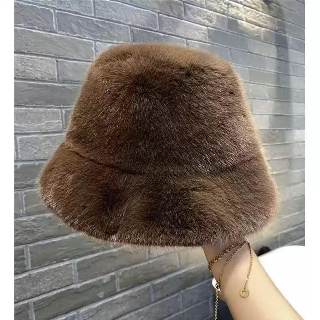 Thickened Faux Mink Fur Mongolian Bucket Hat with Ear Protection for Autumn & Winter