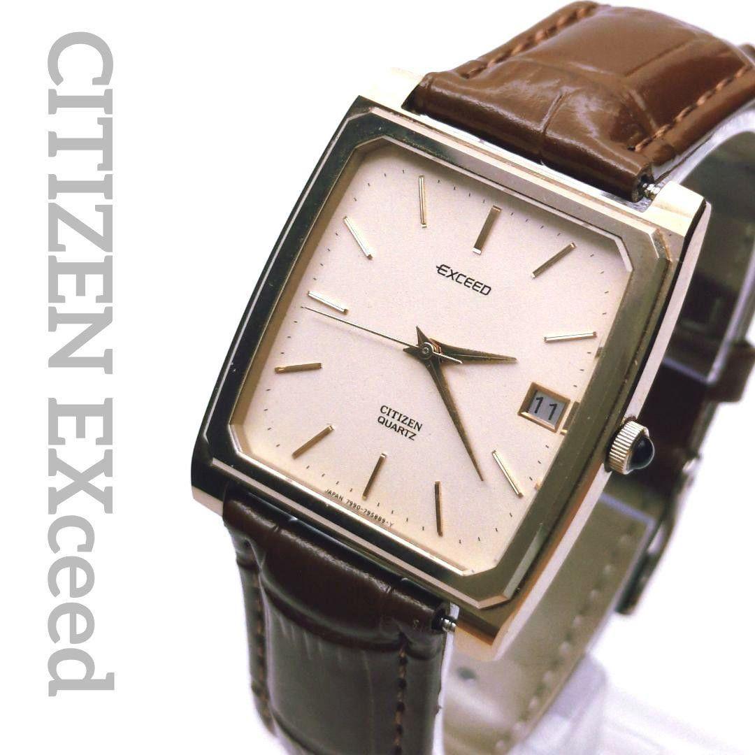 Used Good working condition CITIZEN EXceed Men s Boys Watch Square Date Citizen Exceed Gold New Belt