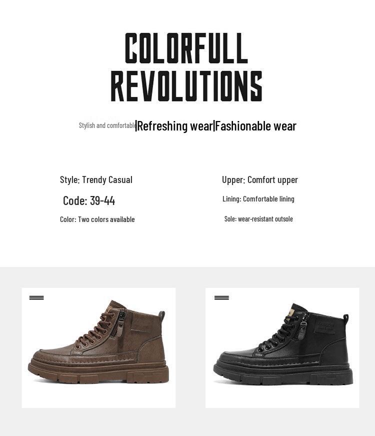 Men's High-Top Work Boots: Autumn Leather, Non-Slip, Wear-Resistant, Casual Short Boots