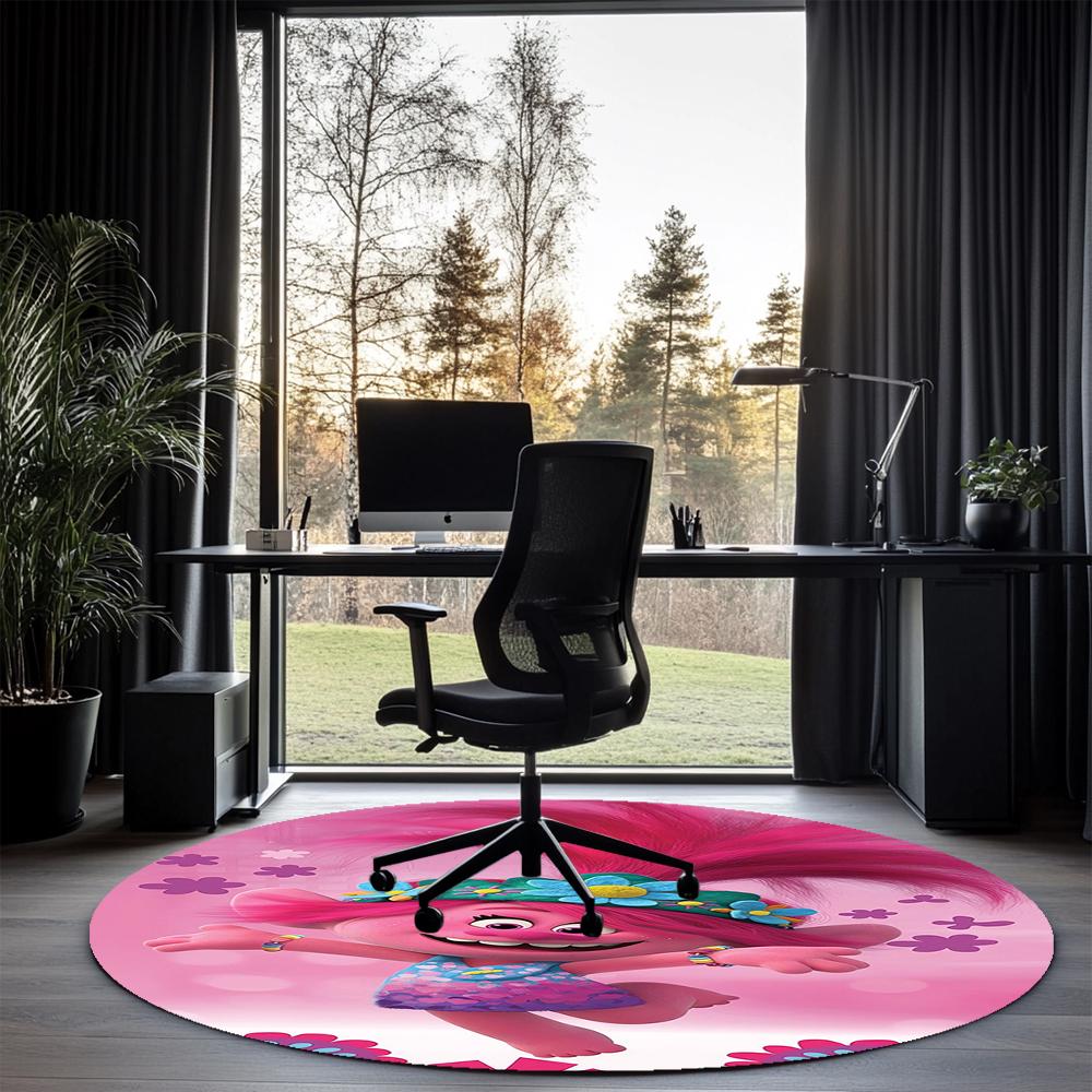 Trolls Printed Round Rug Carpet Chair Rug Area Rug Entryway Doormats,for Office Chair Living Room Bedroom Kitchen Room.