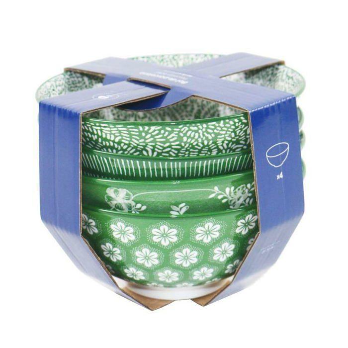 Lot de bols en porcelaine - Home ESPRIT - 15x15x7 cm - Marron Beige - Fleurs Shabby Chic - Multicolore - Vaisselle