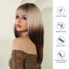 LOUIS FERRE Ombre Blonde Black Wigs for Women Long Straight Layered Wigs With Bangs Heat Resistant Fiber Synthetic Wig for Daily