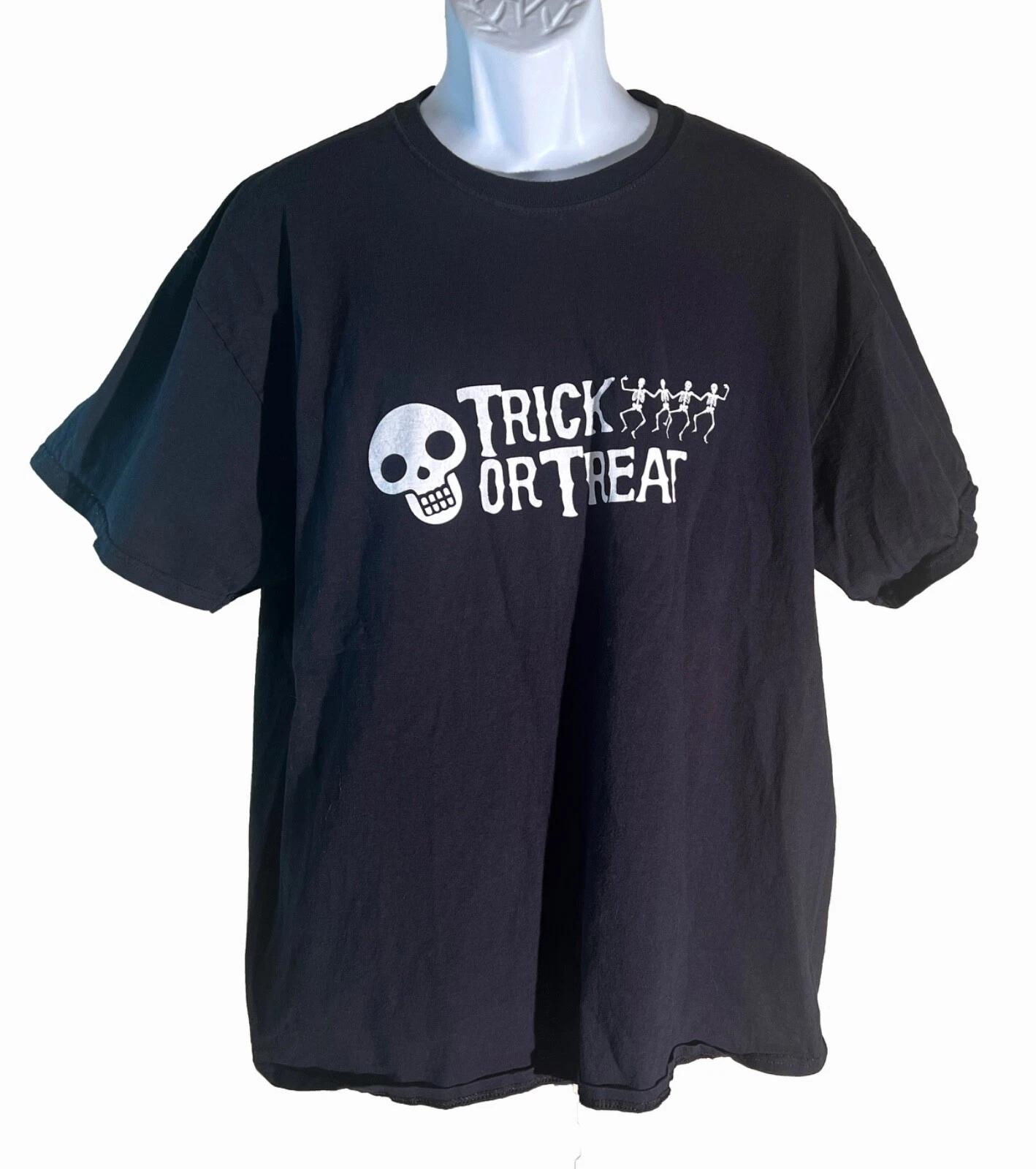 TRICK OR TREAT Halloween Short Sleeve Black T-Shirt L