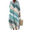 Women's Casual Fashion V-Neck Long Sleeve Floral Print Maxi Dress