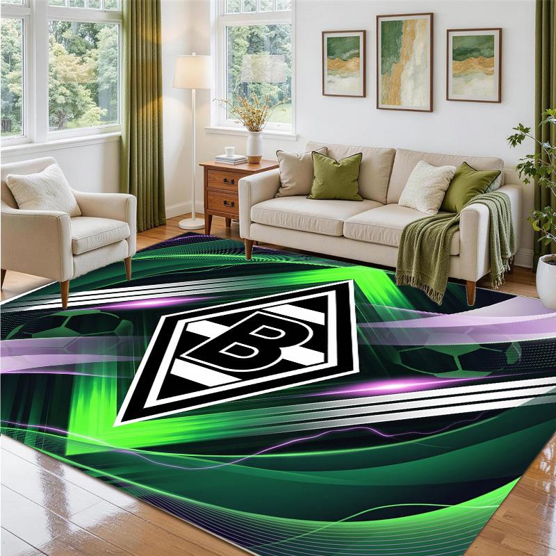 Borussia Mönchengladbach Design Crystal Velvet Rug Soft Decorative Mat for Bedroom Entrance