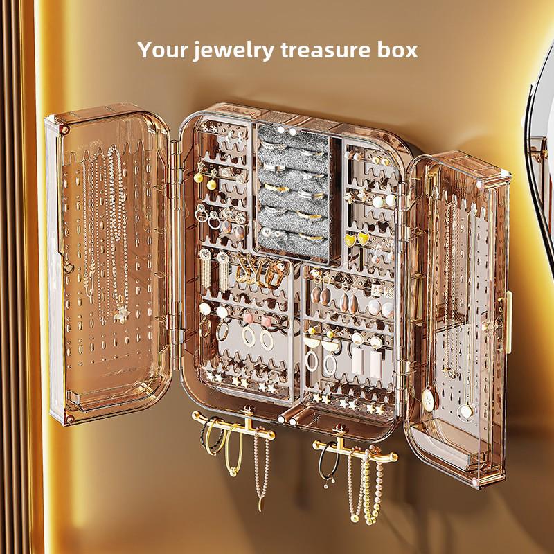 Duża, montowana na ścianie skrzynka do przechowywania biżuterii: Wielofunkcyjny stojak na kolczyki, naszyjniki, wysokiej jakości i wykwintny design