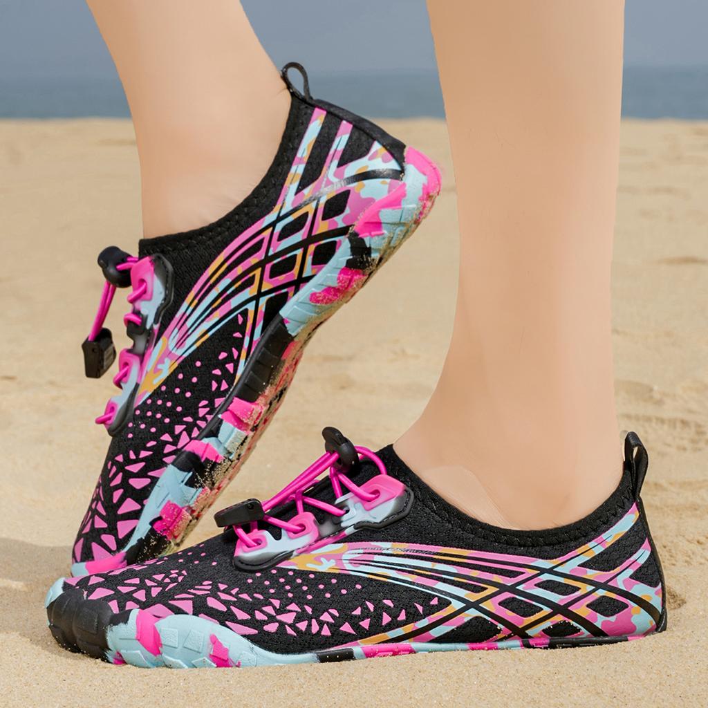 Women Camo Print Quick Dry Water Shoes Barefoot Aqua Sneakers Non Slip Five Fingers Beach Swim Surfing River Trekking  Shoes