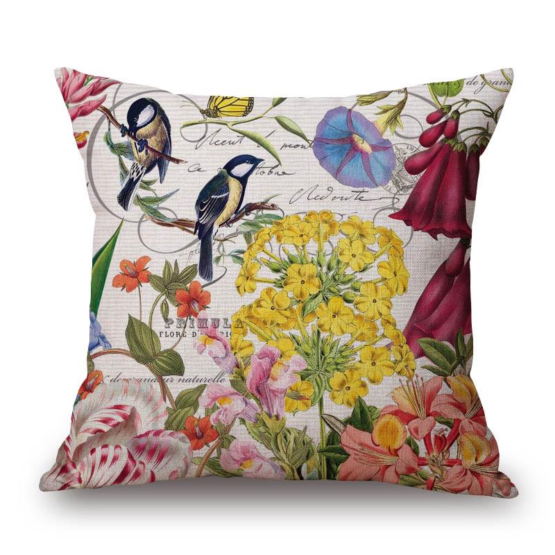 Decorative Cushion Covers Squirrel Bird Bear Fox Animals Pillow Case Modern Decor Flower Pillowcase For Sofa 45X45Cm