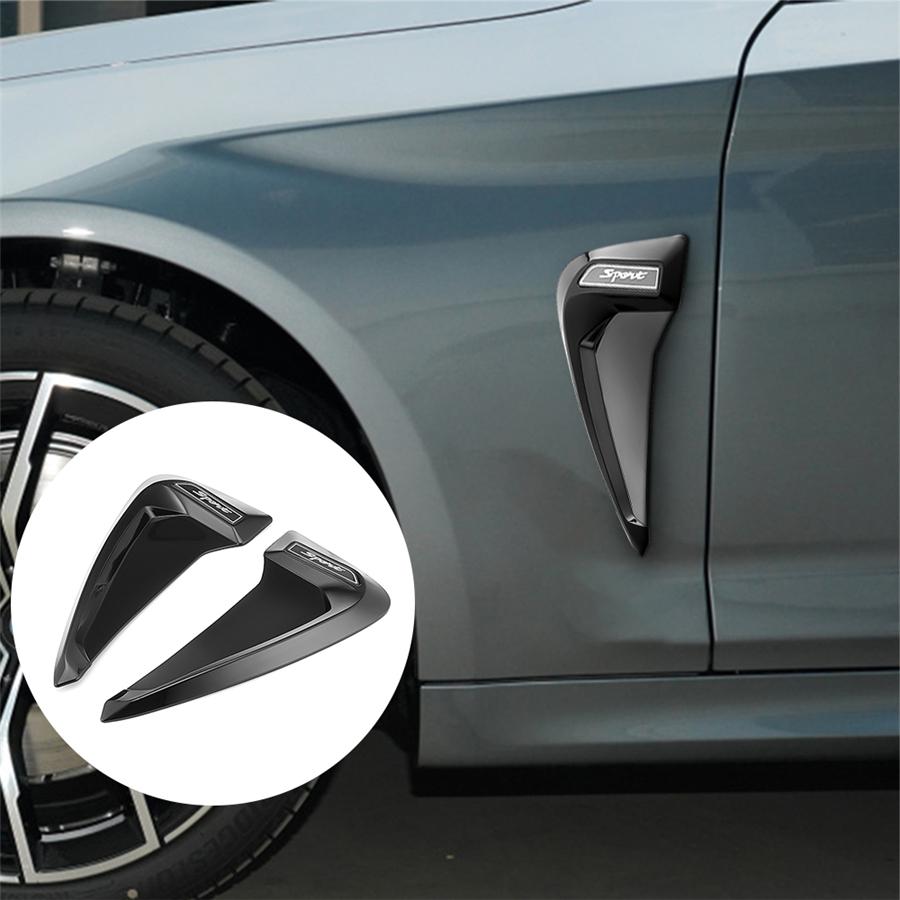 2x Glossy Black Car Air Flow Fender Side Vent Decoration Sticker ABS Sport Style