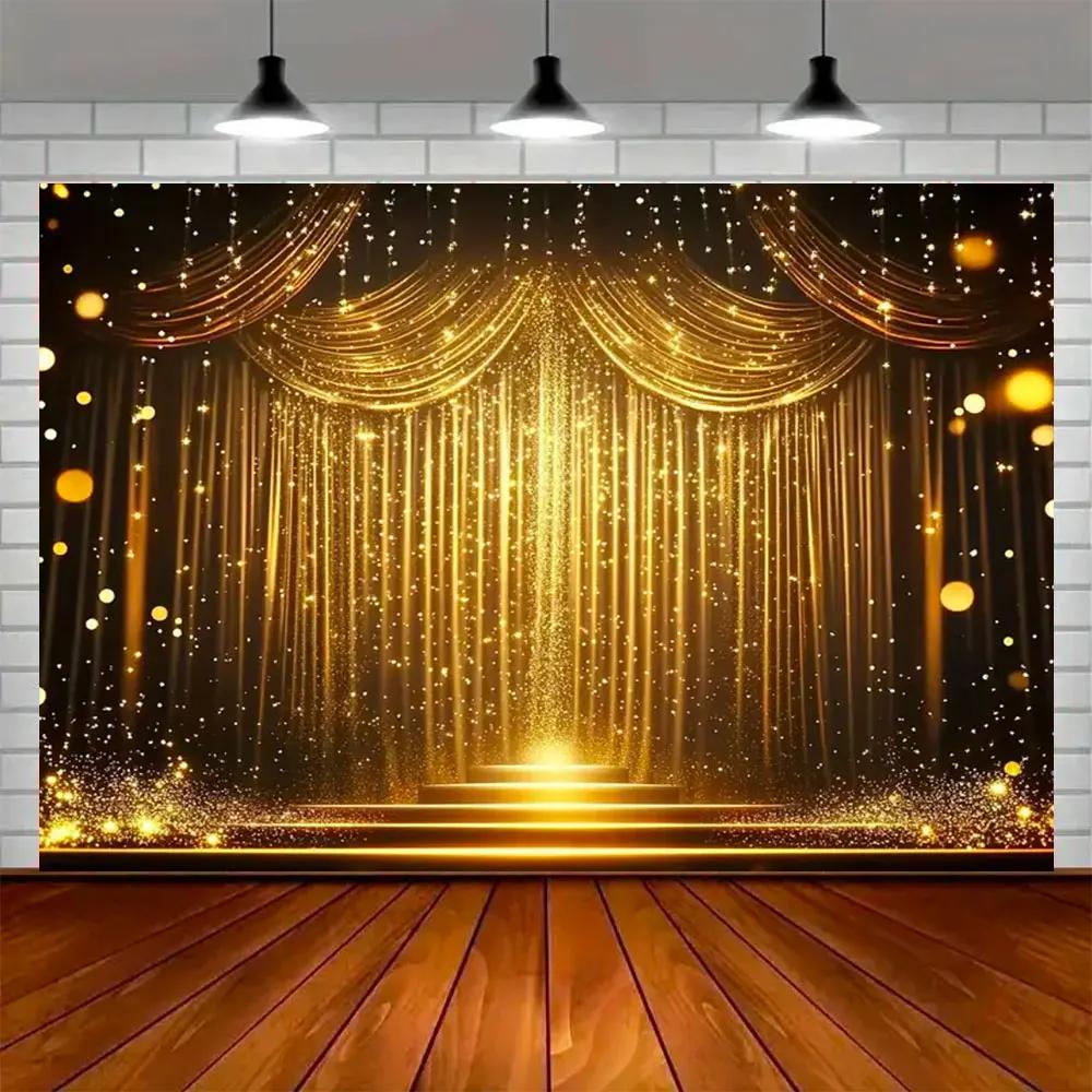 Party Ball Background Golden Glittering Stage Horseracing Sparkling Star Photography Children Birthday Background Decoration