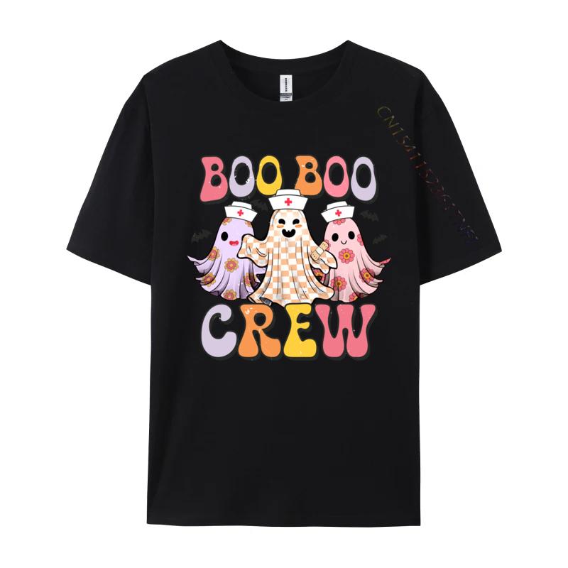 Groovy Boo Boo Crew Nurse Funny Ghost Halloween Nurse Casual 3D Printed T-Shirt for Men Pure Cotton Tops Shirts Funny Tee