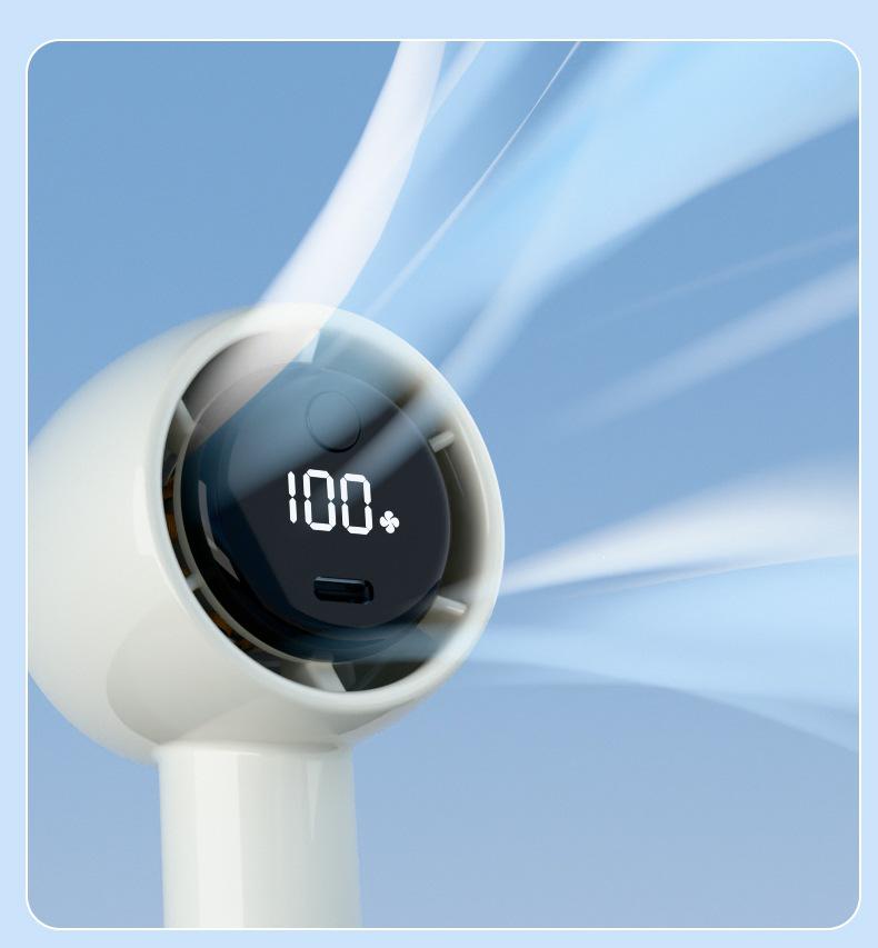 2026 Portable USB Rechargeable Handheld Mini Hurricane Fan with Digital Display