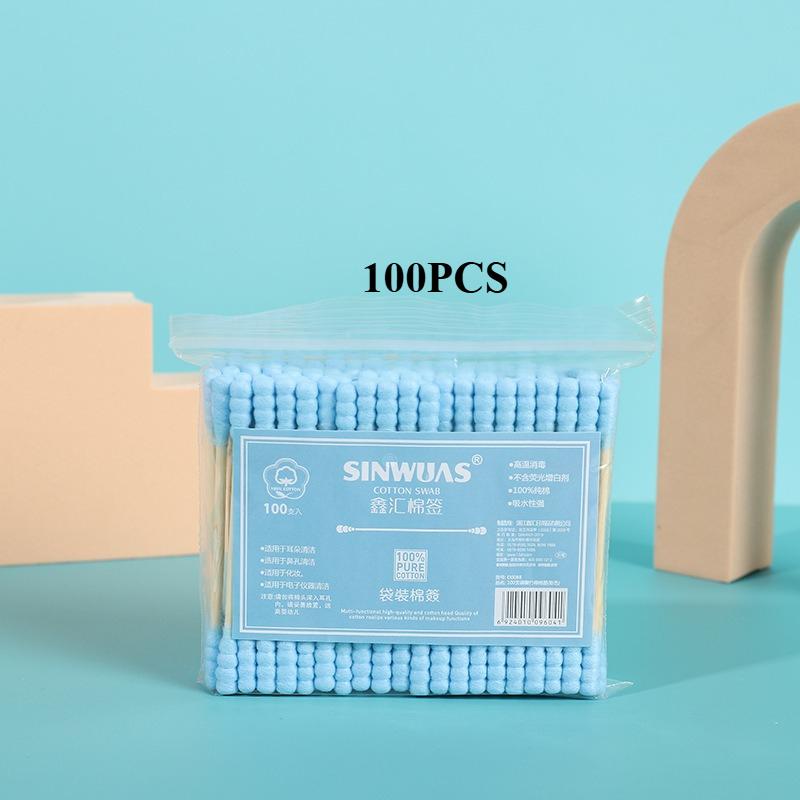 100Pcs Colored Cotton Double Head Spiral Cotton Swab,Beautiful and Easy To Use, Used for Daily Cleaning Care, and Makeup Removal