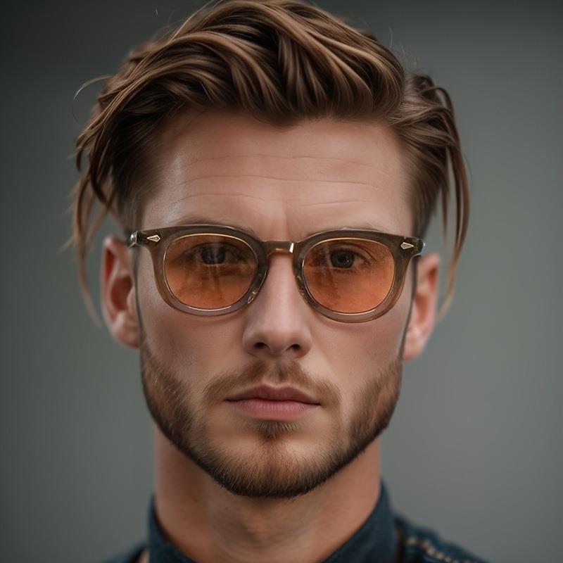 Non-polarized Men Plastic Round Rice Nail Sunglasses Compact and Simple Casual Fashion Style Vintage Punk Shade Rivet Concave Frame Eyewear