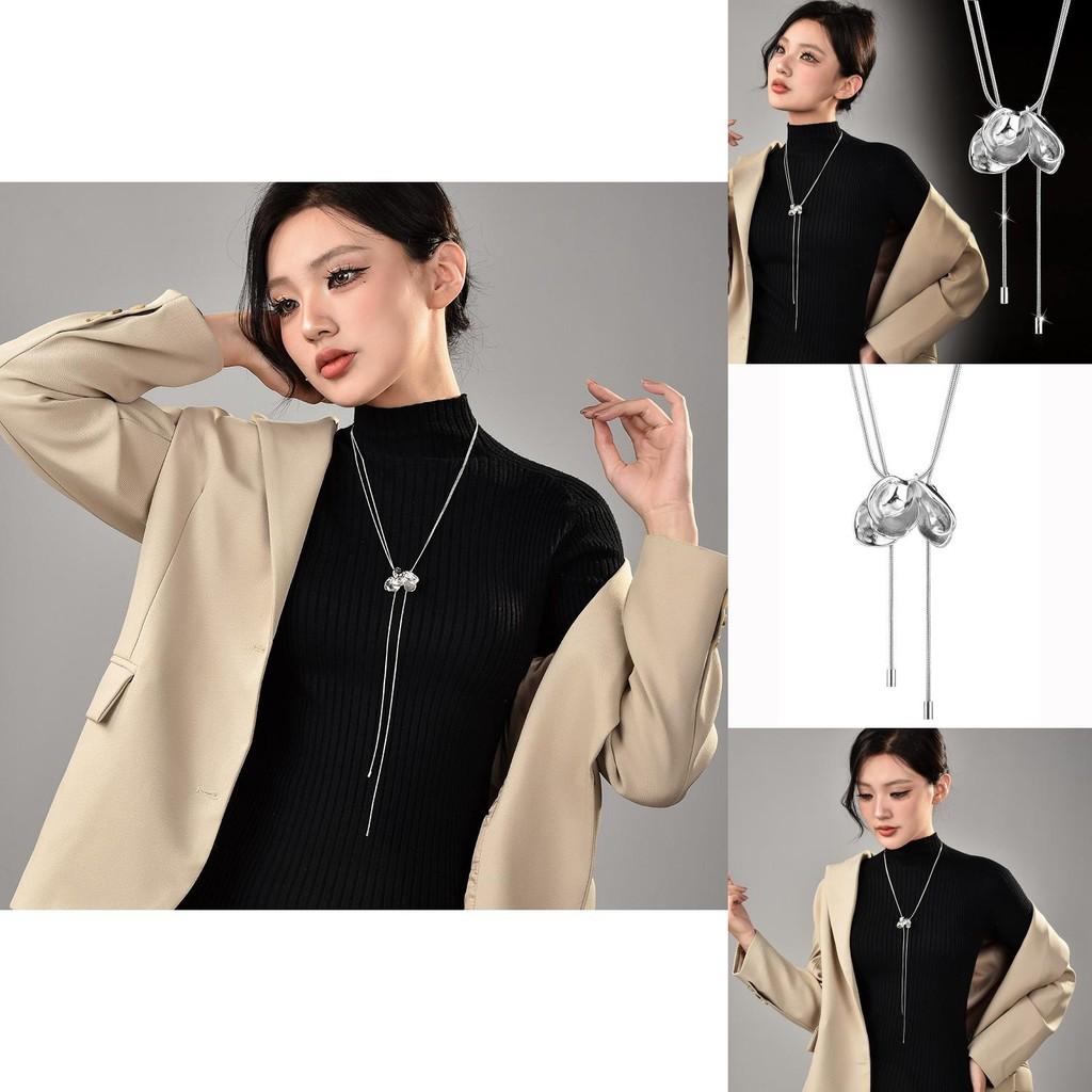 Beautiful Tulip And Camellia Inspired Women's Necklace With Sleek Snake Chain Design