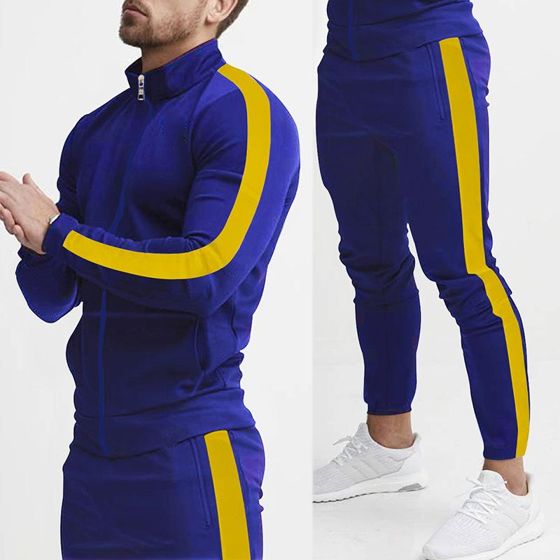 Autumn and Winter Casual Men's Sports Suit Color Matching Men's Clothing