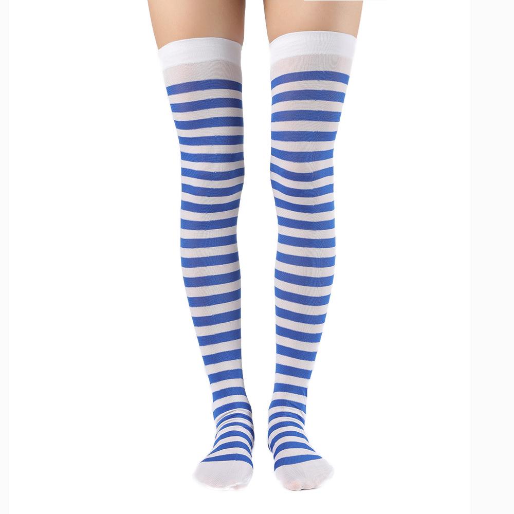 Halloween & Christmas Striped Thigh-High Cosplay Socks: Women's Slimming Over-the-Knee Stockings