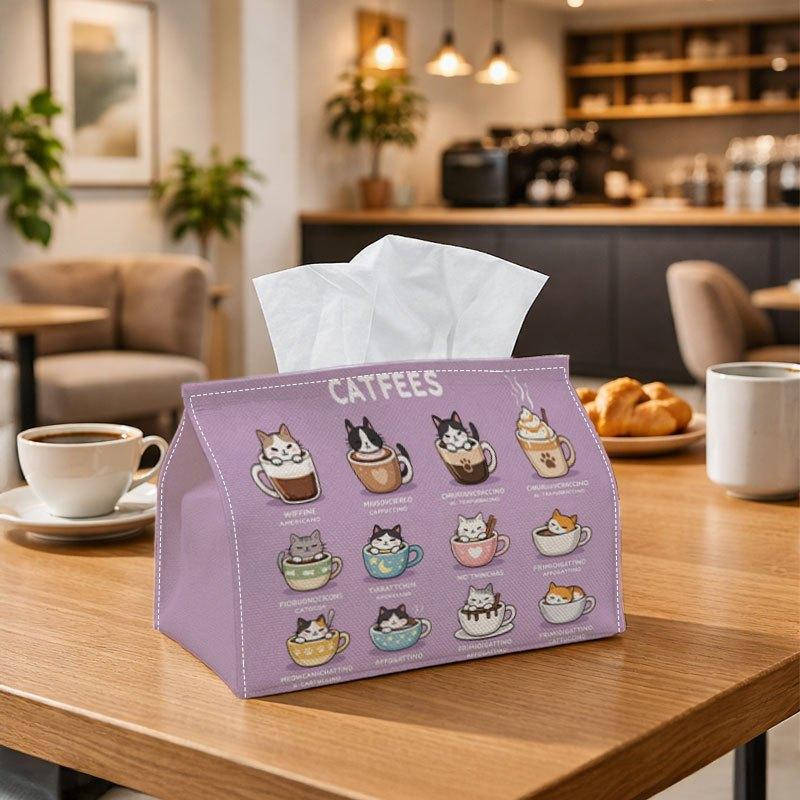 1pc Cute Pop Art Modern Tissue Box Multifunctional, Cat Coffee Cup Pattern Suitable for Home, Parties, And Car Decoration. This Decorative Tissue Pape