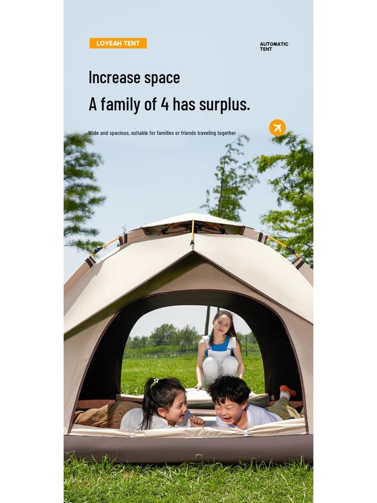 3-4 Person Fully Automatic Camping Tent, Thickened and Rainproof, Single/Double Layer