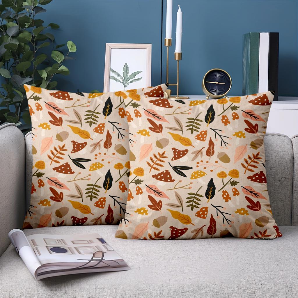 1 Pieces Autumn Leaves Mushroom Pattern Decorative Pillowcase Polyester pillowcase, sofa decorative cushion cov Headboard Pillow