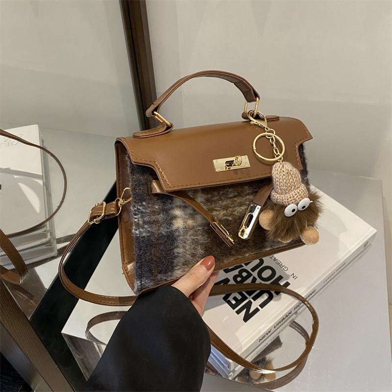 Fashionable Plaid Color Block Shoulder Crossbody Bag Women Bags2024 Street Style