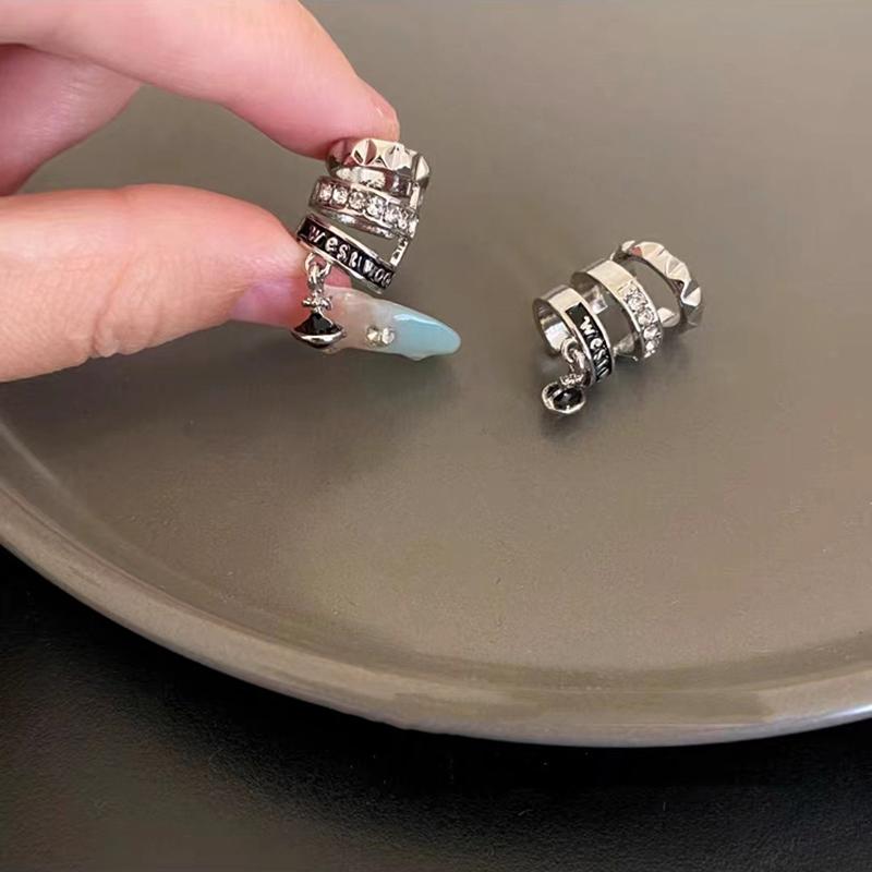 Fashionable Punk Non Piercing Layered Zircon Star Earrings For Men And Women Hip Hop Style Exquisite Creative Jewelry Gifts