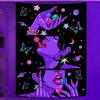 Serin Kız Goblen Hippi Halılar Yatak Odası Dekorasyonu Için Anime Trippy Duvar asılı dekorlar Sevimli Psychedelic Arka Plan Bez