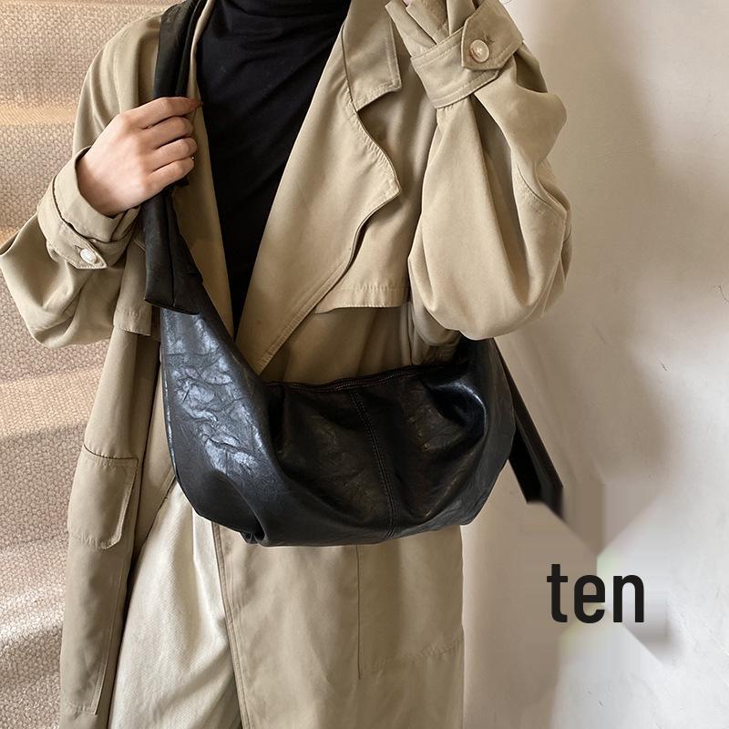 Lux Retro Soft Leather Pleated Dumpling Bag - Versatile Large Capacity Shoulder/Crossbody for Commuting