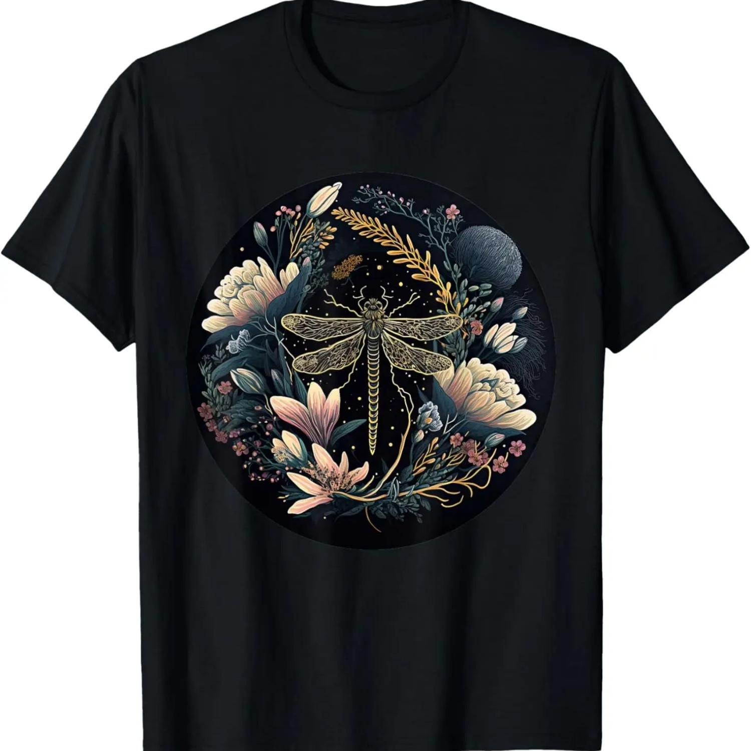 

Cute Cottagecore Floral Dragonfly Aesthetic Girls Graphic T-Shirt XXXXXL чёрный