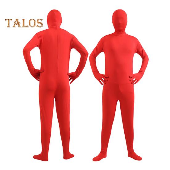 Unisex Halloween Jumpsuit Tight Fit Breathable Long Sleeves Hooded Elastic Solid Color Invisible Jumpsuit Zipper Back Bodysuit Props Party Costume