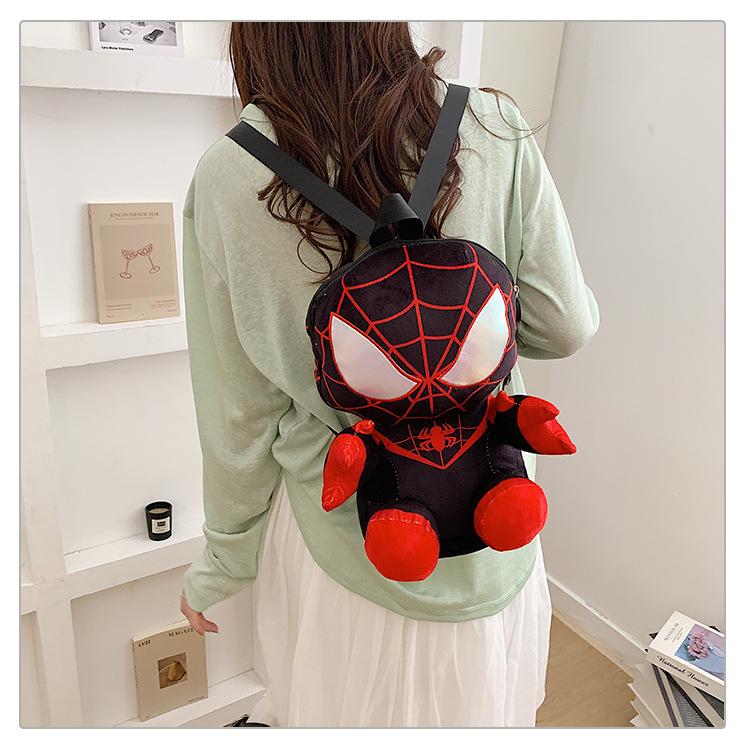 Plush Spider-Man Cartoon Backpack: Parent-Child Mobile Phone Bag for Kids
