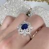 2 Carat Royal Blue Sapphire Ring 18k Gold Plated Blue Diamond Luxury Flower -Shaped Colored Gemstone Ring Ring 
