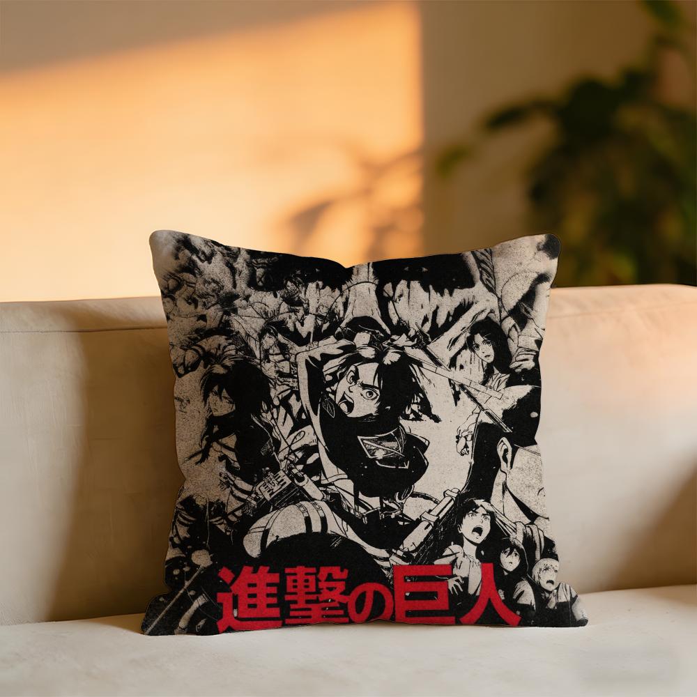 Attack on Titan Kissenbezug Gemütliches Samt-Kissen Weiches Warmes Kissen für Sofa Bett