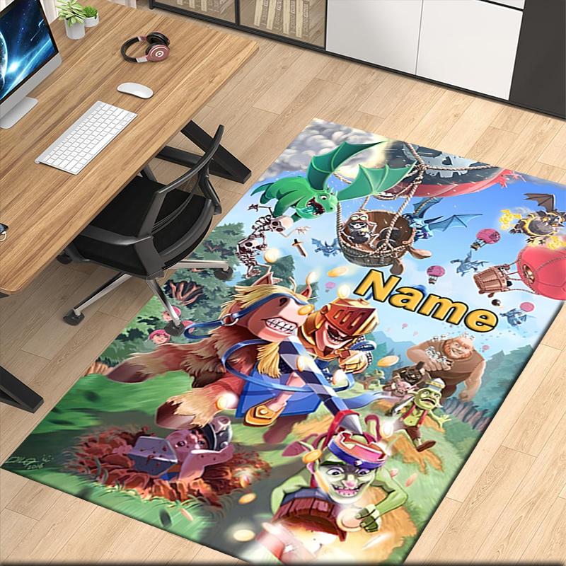 Custom Name Clash Royale Printed Carpet, for Office Chair Living Room Bedroom Kitchen Room Decor Gifts.