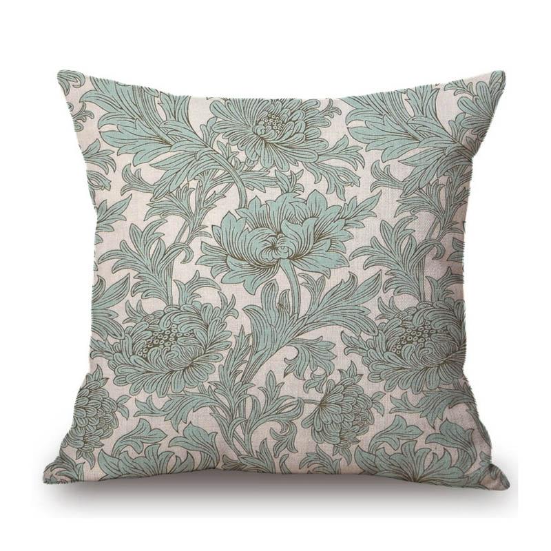 Uk William Morris Chrysanthemum Pattern Classic Floral Design Elegant Sofa Decorative Cotton Linen Pillow Case Cushion Cover