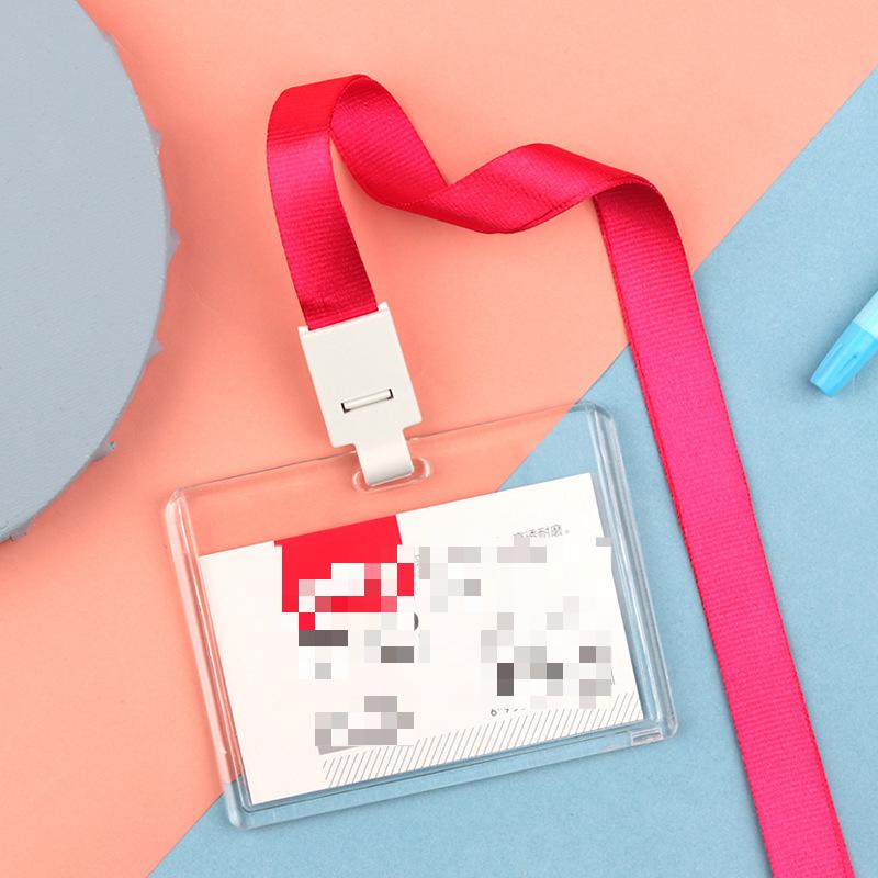 Fashion Acrylic Transparent Bus Cards Sleeve Employee Work Card Holder with Lanyard Work Card Cover Women Men Credit Card Holder