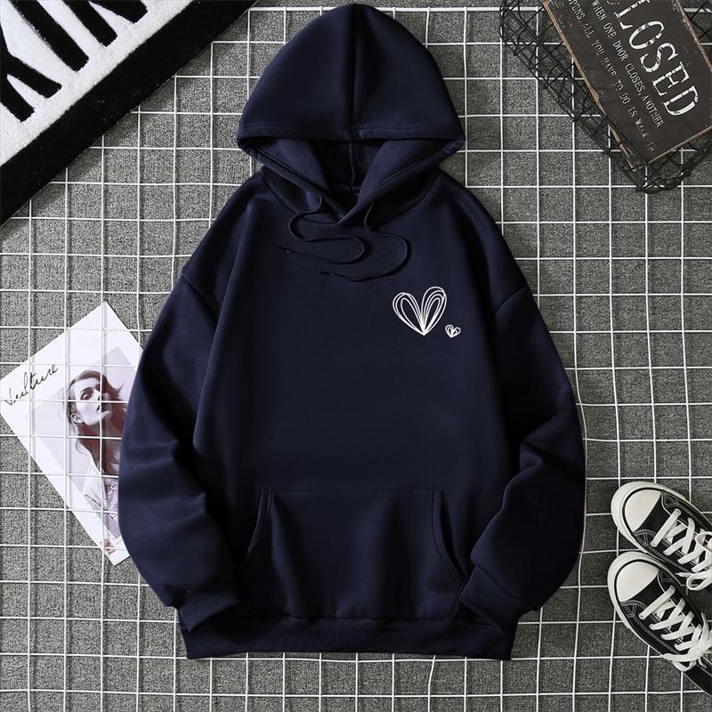 A Simple Depiction Of Love Printed Women Hooded Graphic Funny Hoodies O-Neck Loose Casual Tops Sport Street Sweatshirt