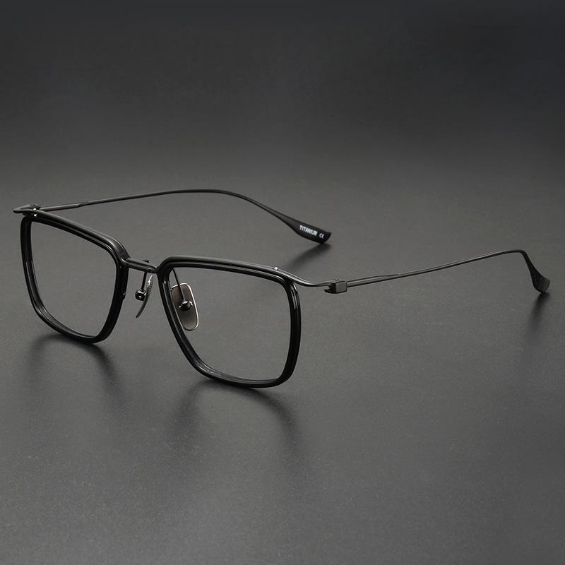 Retro Square Frame Pure Titanium Glasses for Science & Engineering - Large Frame, Myopia-Compatible