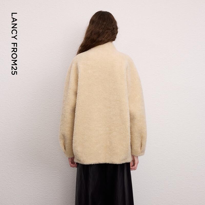Langzi Wool Stand-Collar Faux Fur Short Jacket