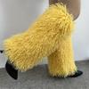 Harajuku Shoes Cuffs Leg Warmer Winter Warm Vintage Solid Color Fuzzy Plush Boots Cover Thick Calf Socks for Womens