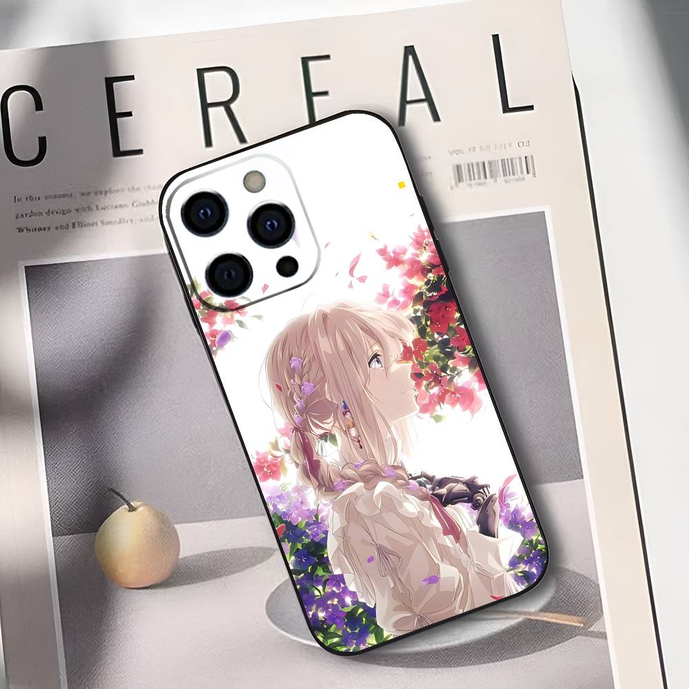 V-Violet Evergarden Novel Phone Case For IPhone 17,16,15,14,13,12,11,Plus,Pro,Max,Plus,XS,soft case Black silicone