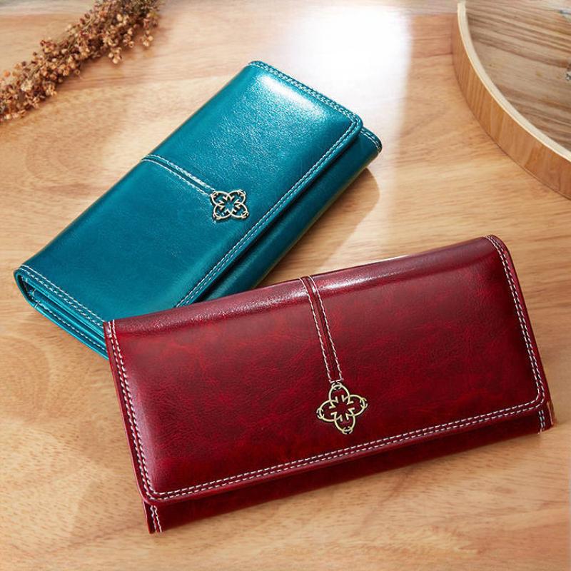 Vintage PU Leder Frauen Lange Brieftaschen Große Kapazität Geld Tasche Neue Design Handy Tasche 2 Falten Multi Karten Halter banknote Münze Geldbörse