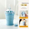 Portable Summer Ice Hockey Cup with Built-in Straw for Fast Ice Making - Silicone, Foldable & Easy to Carry for Outdoor and Home Use