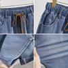 Plus Size Women Drawstring Elastic Waist Tapered Denim Dad Jeans Light Wash Ankle Pants Summer Casual Trousers 4XL-9XL