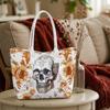Gothic Skull Peony Print Fashion Casual Portable Large Capacity Daily Tote Bag