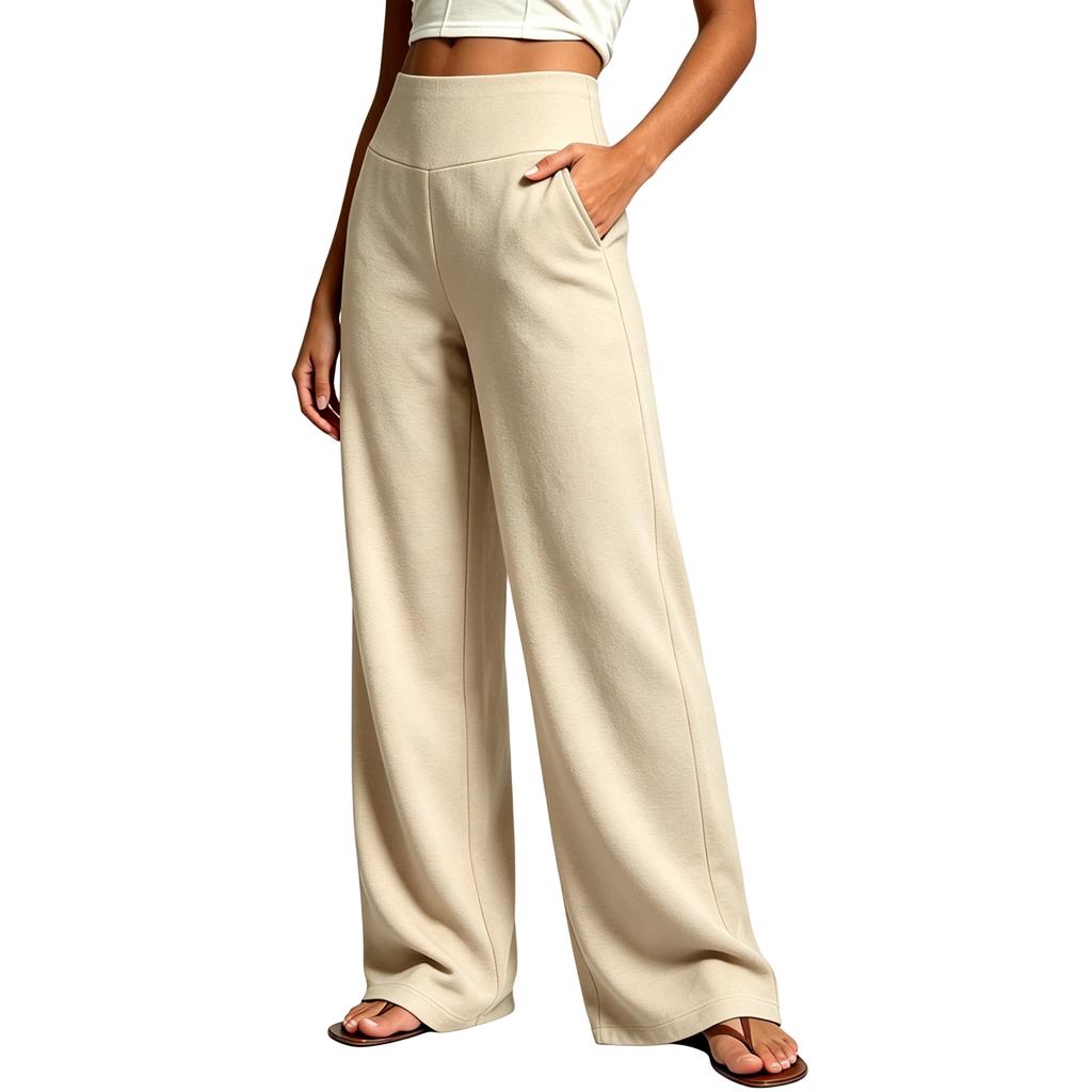Women Wide Leg Sweatpants High Waist Lounge Pants Loose Fit Casual Long Trousers with Pockets for Everyday Wear